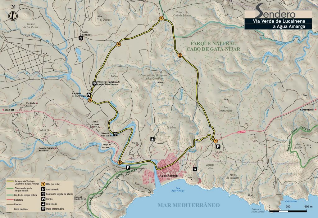 Mapa Lucainena a Agua Amarga